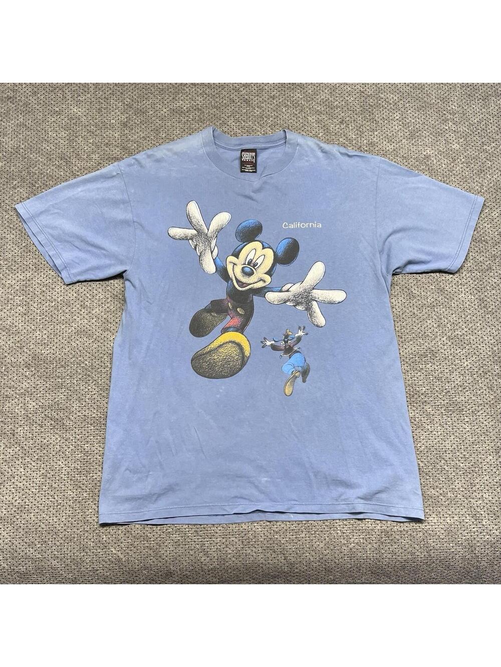Vintage 90S Disney Mickey Mouse Goofy California T-Shirt XL LIGHT BLUE RARE MENS